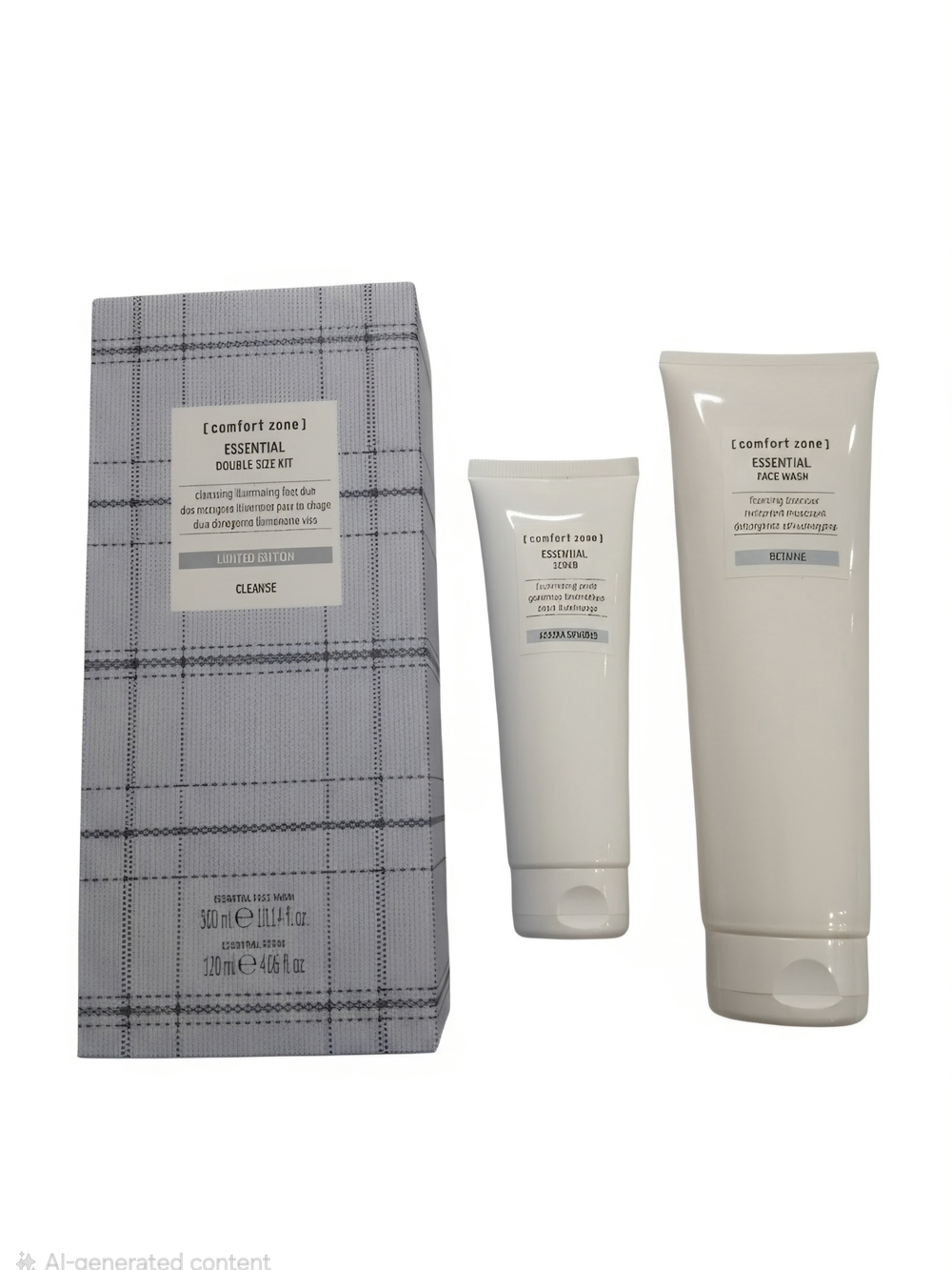 Comfort Zone Essential Double Size Kit - White & Light Gray Plaid Box